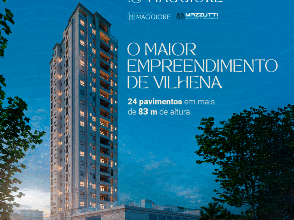 Fachada dos Apartamentos Maggiore, edifício moderno e sofisticado